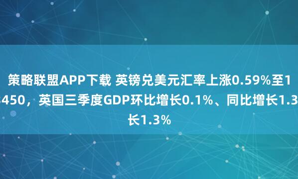 策略联盟APP下载 英镑兑美元汇率上涨0.59%至1.3450，英国三季度GDP环比增长0.1%、同比增长1.3%